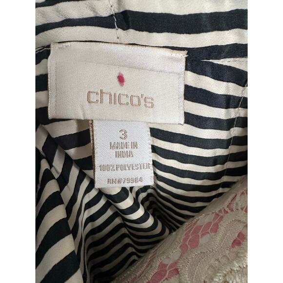 EUC Chico’s Jacket Black Off White Neutral Textured Ziggy Pattern Size 3/XL/16 - Picture 3 of 7
